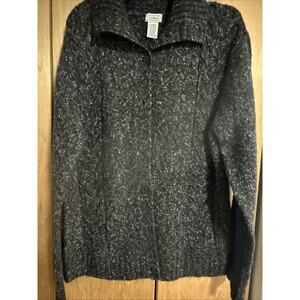 L.L. Bean Swift River Cardigan Sweater XL Regular Wool Cotton Blend Chocolate